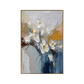 Elegant White Magnolia Impasto Vase Painting