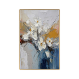 Elegant White Magnolia Impasto Vase Painting
