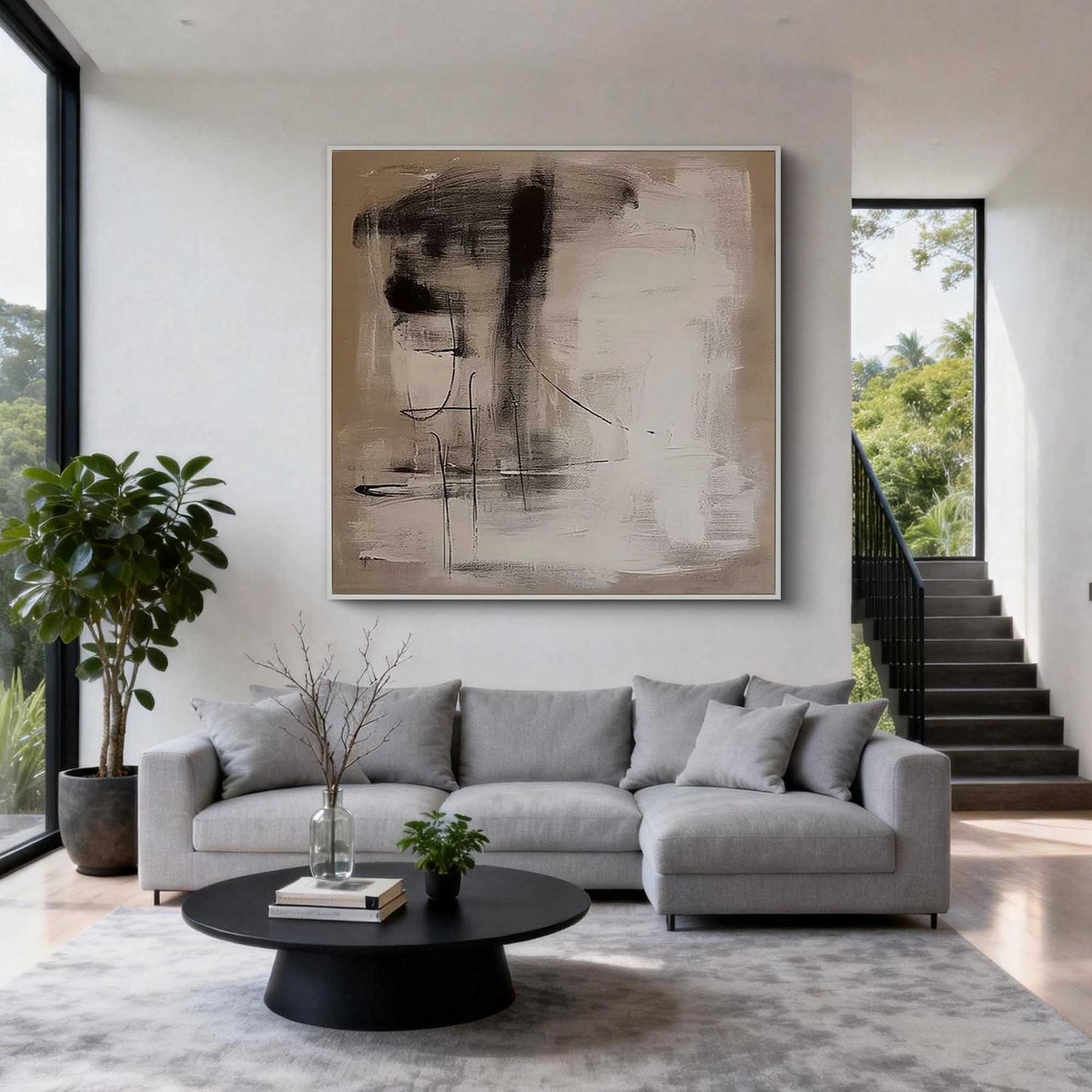 Neutral Brushstroke Abstract Painting