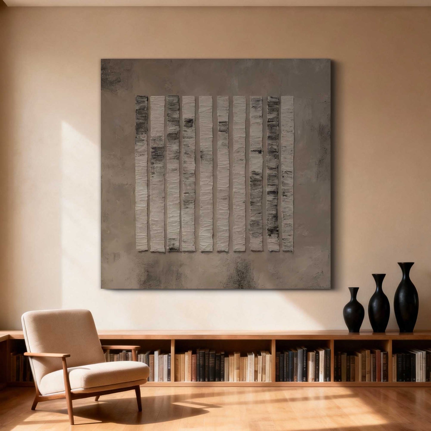 Neutral Vertical Stripes Painting