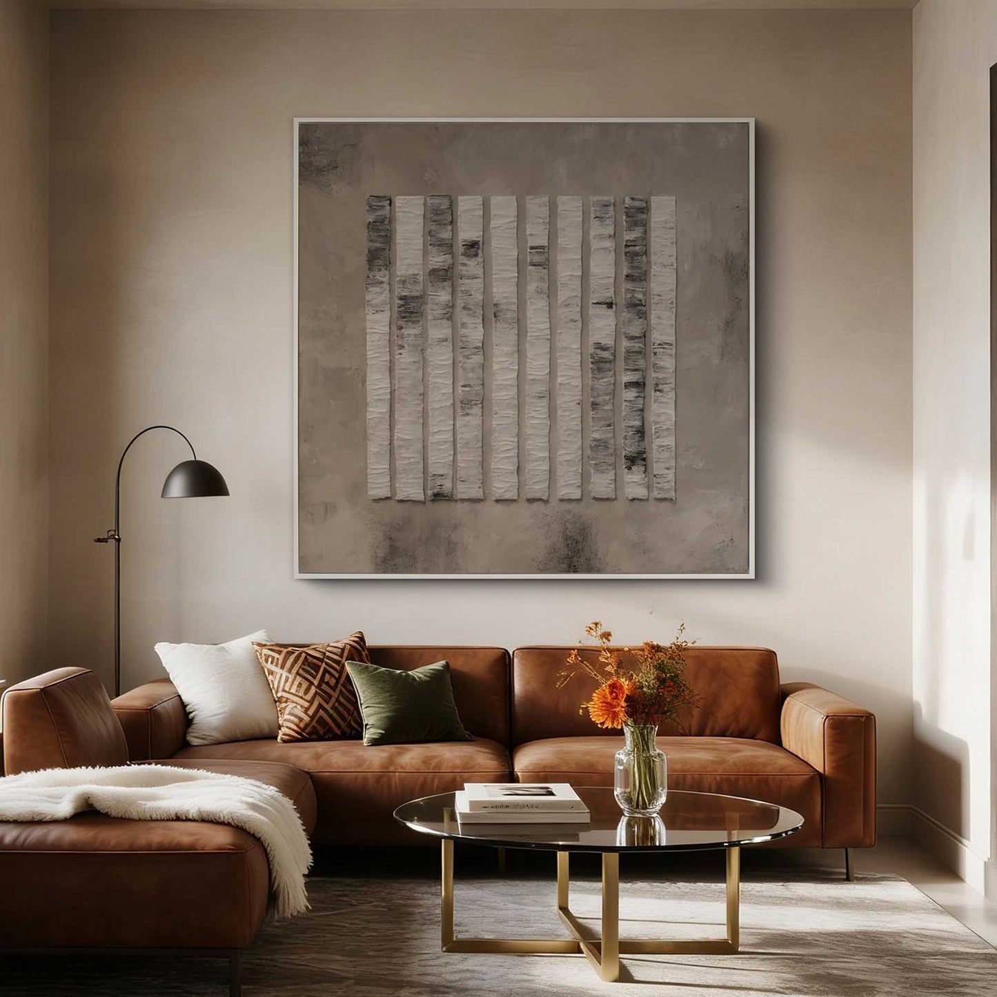 Neutral Vertical Stripes Painting