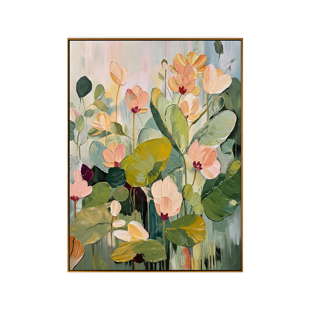 Blush Petal Cyclamen Impasto Floral Painting