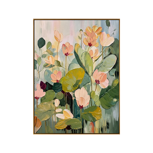 Blush Petal Cyclamen Impasto Floral Painting