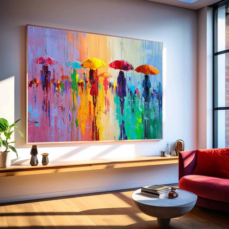 Colorful Umbrella Abstract Painting