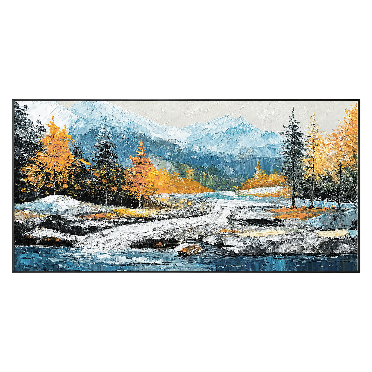 Mountain River Textured Painting