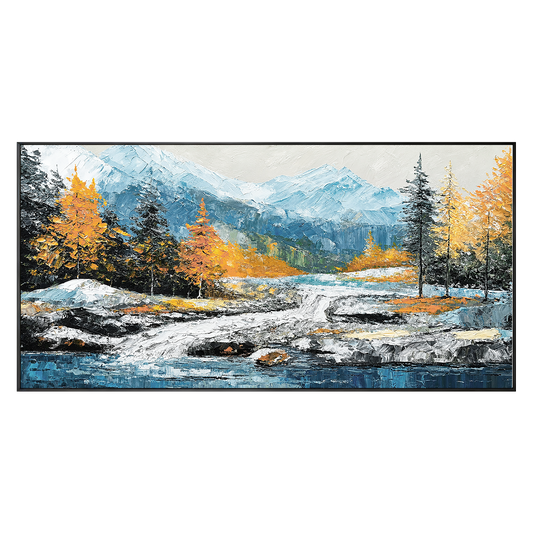 Mountain River Textured Painting
