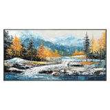 Mountain River Textured Painting