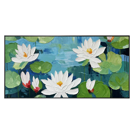 White Lotus Textured Painting