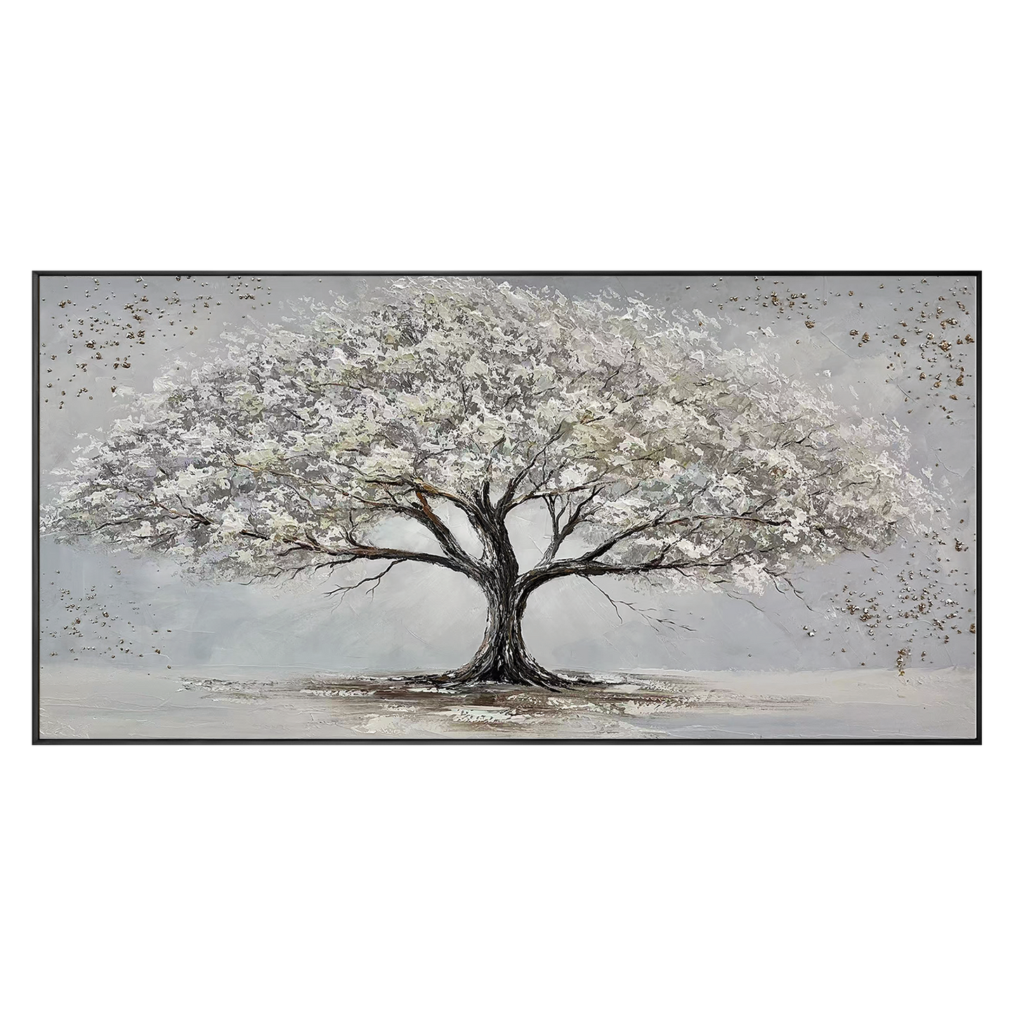 Silver Tree Textured Painting