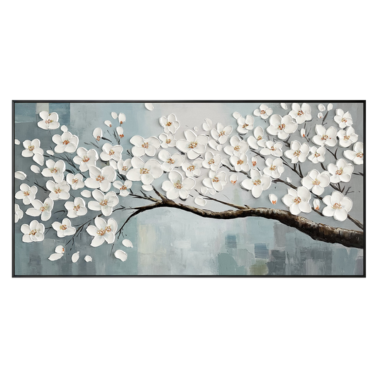 White Magnolia Textured Painting