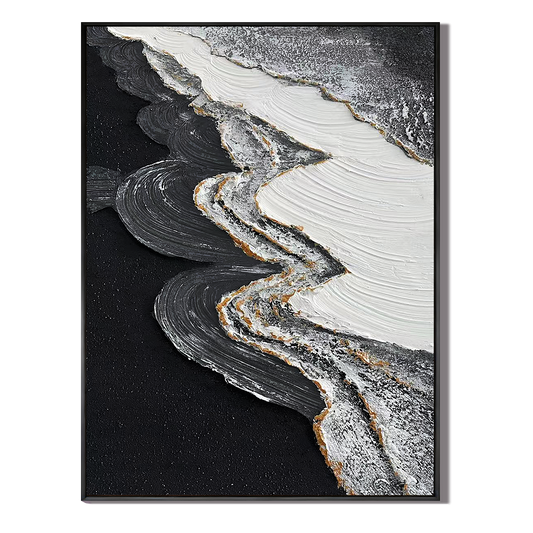 Black and White Textured Abstract Painting #ART21