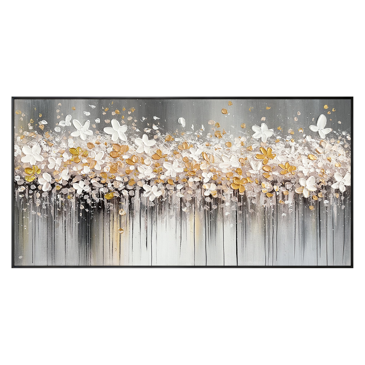 Golden Drift Blossom Abstract Painting