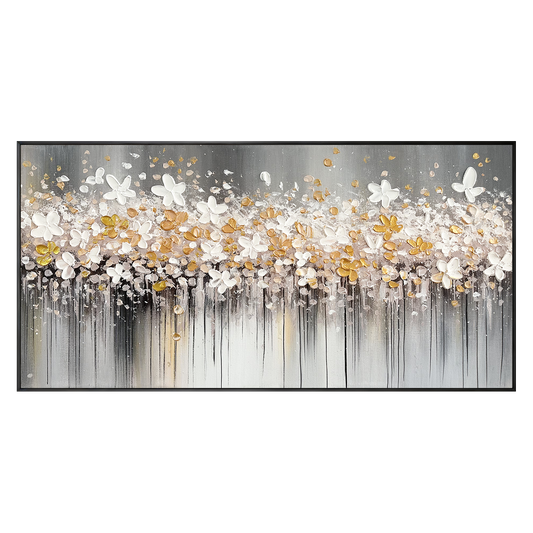 Golden Drift Blossom Abstract Painting