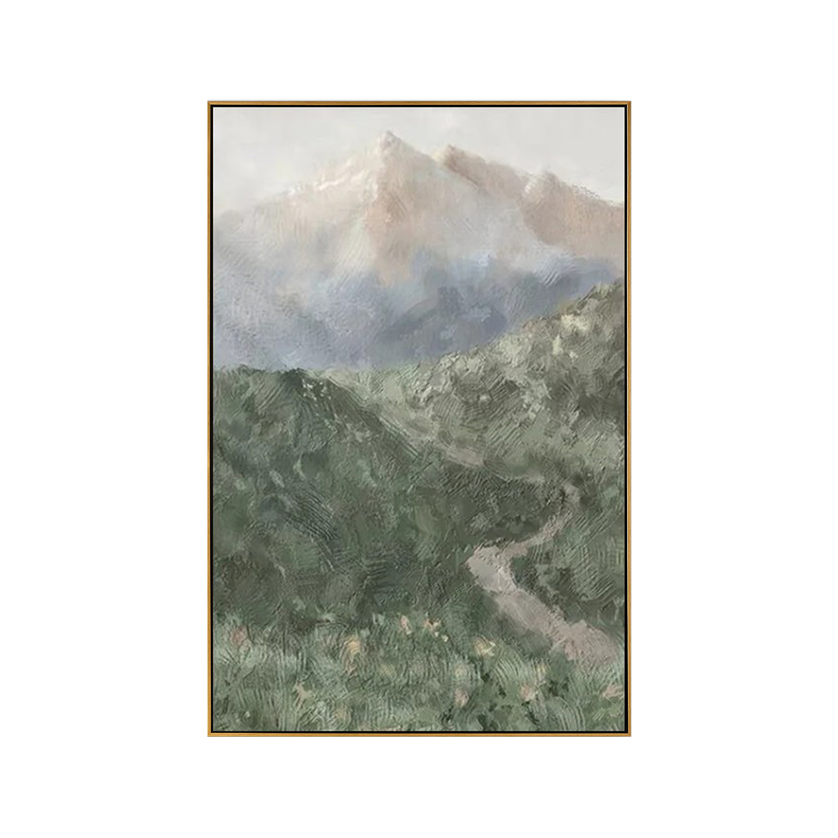 Misty Peaks Valley Impasto Landscape Painting