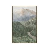 Misty Peaks Valley Impasto Landscape Painting