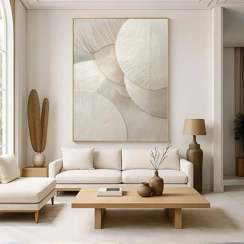 Ivory Echo Layered Circle Abstract Painting