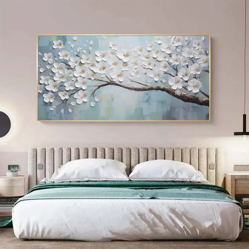 White Magnolia Textured Painting