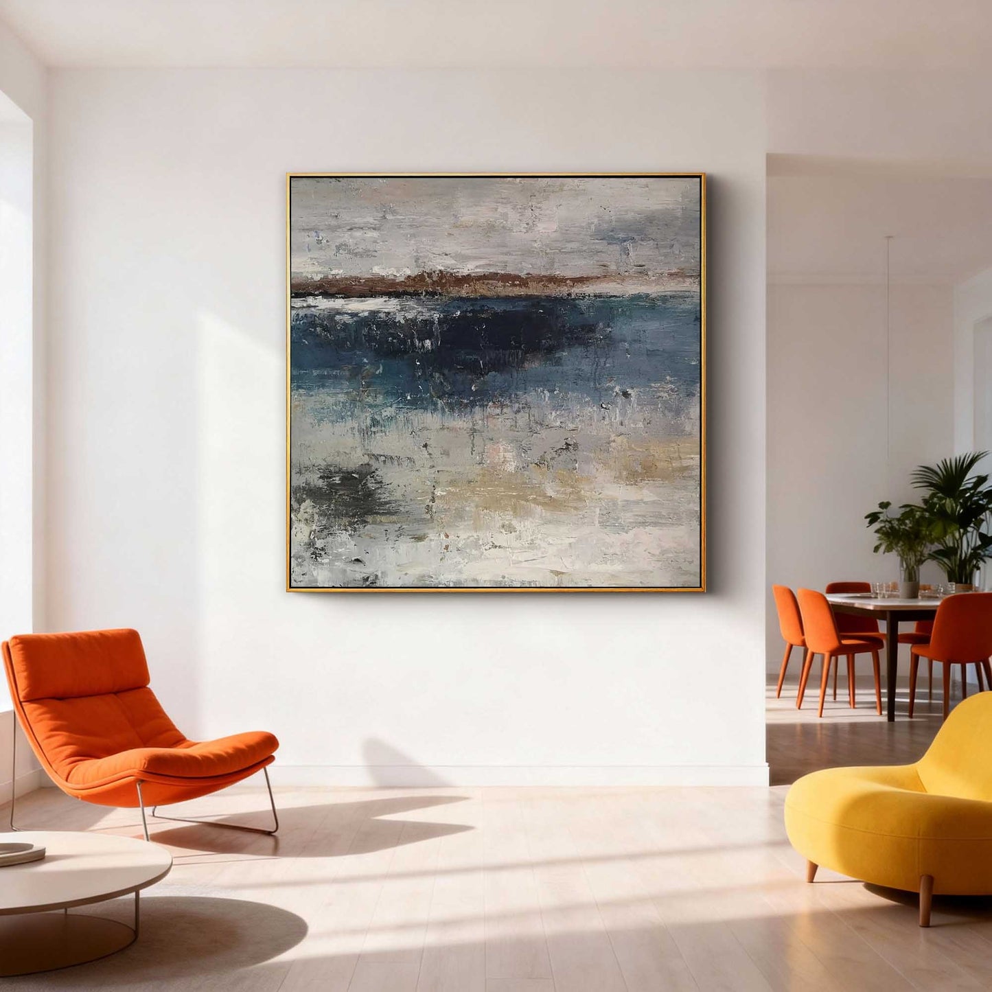 Vintage Horizon Abstract Seascape Painting