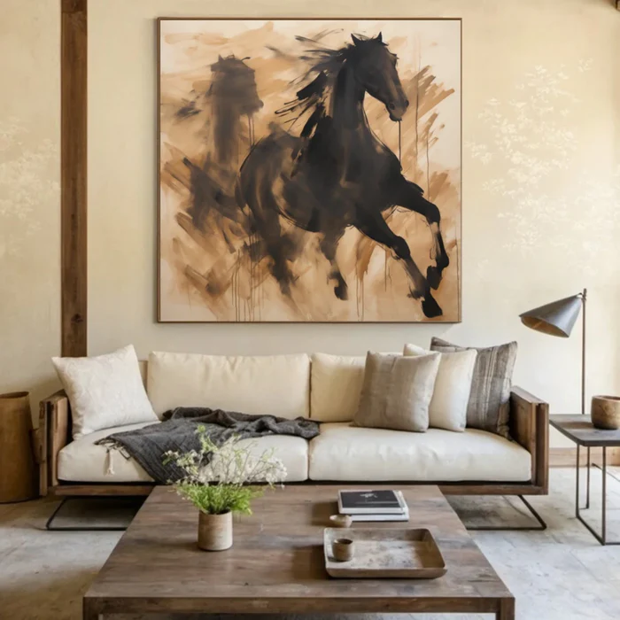 Gallop Spirit Black Horse Painting