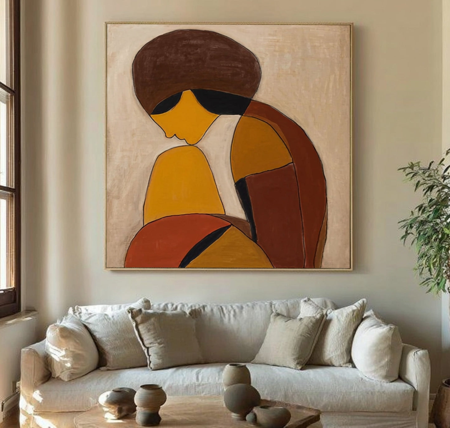 Amber Reverie Abstract Portrait Painting