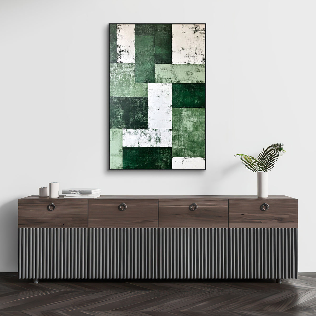 Verdant Geometry Abstract Painting
