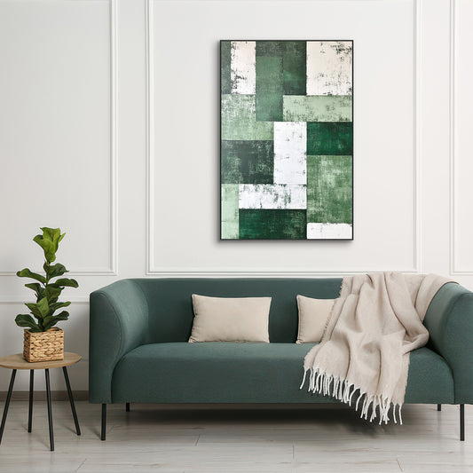 Verdant Geometry Abstract Painting