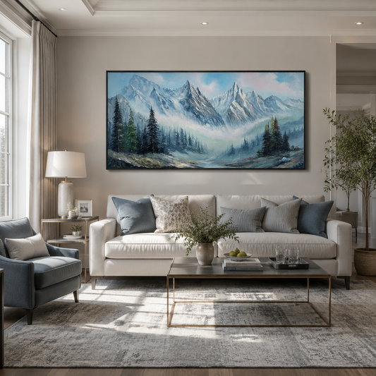 Blue Mist Mountain Landscape Painting