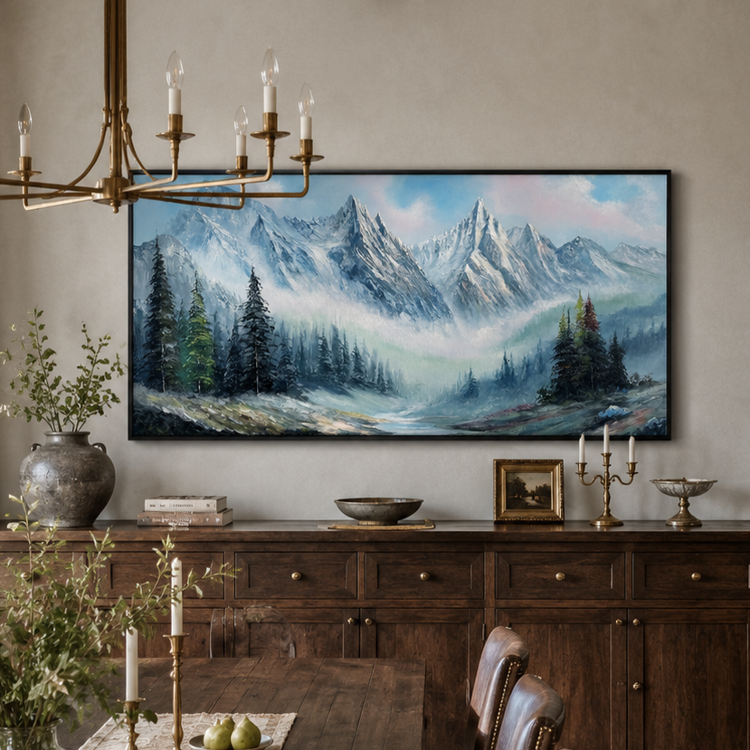 Blue Mist Mountain Landscape Painting