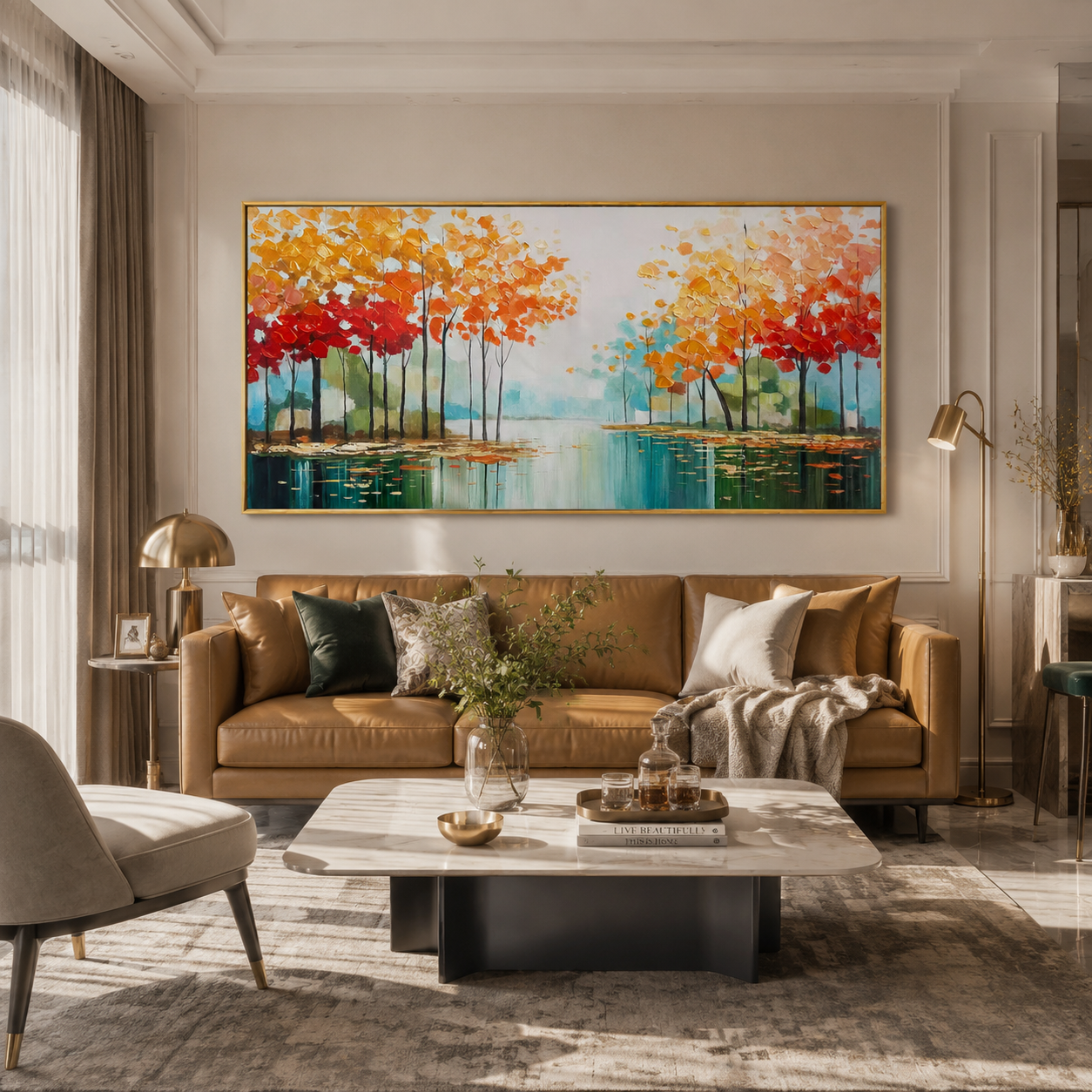 Autumn Stillwater Forest Abstract Painting