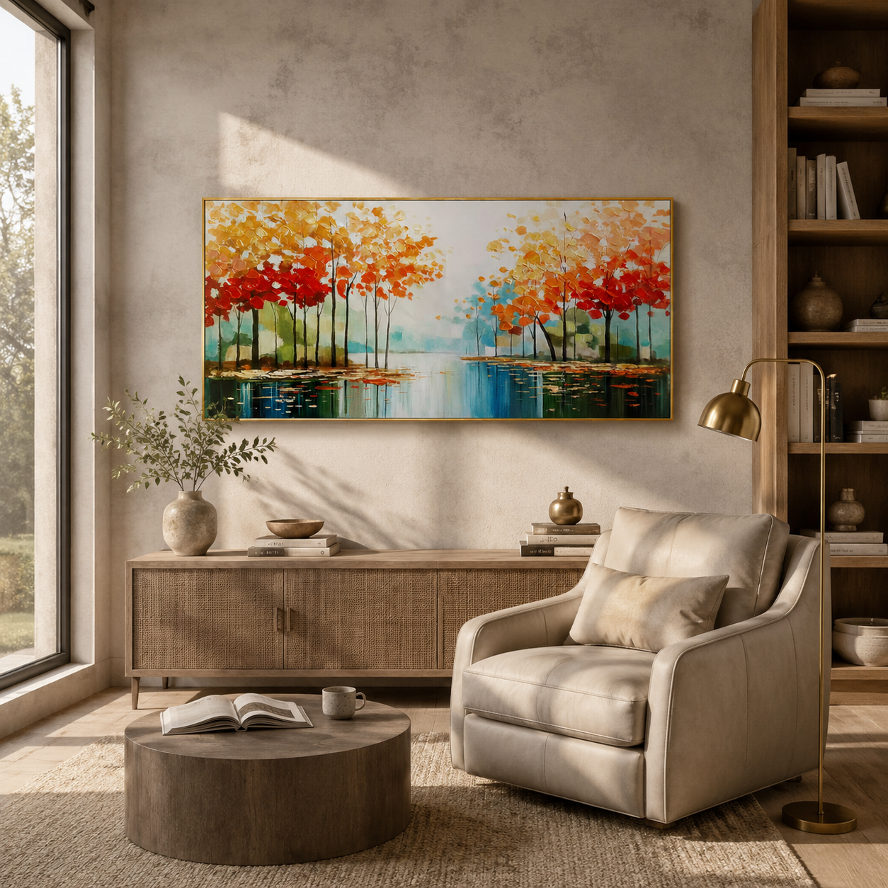 Autumn Stillwater Forest Abstract Painting