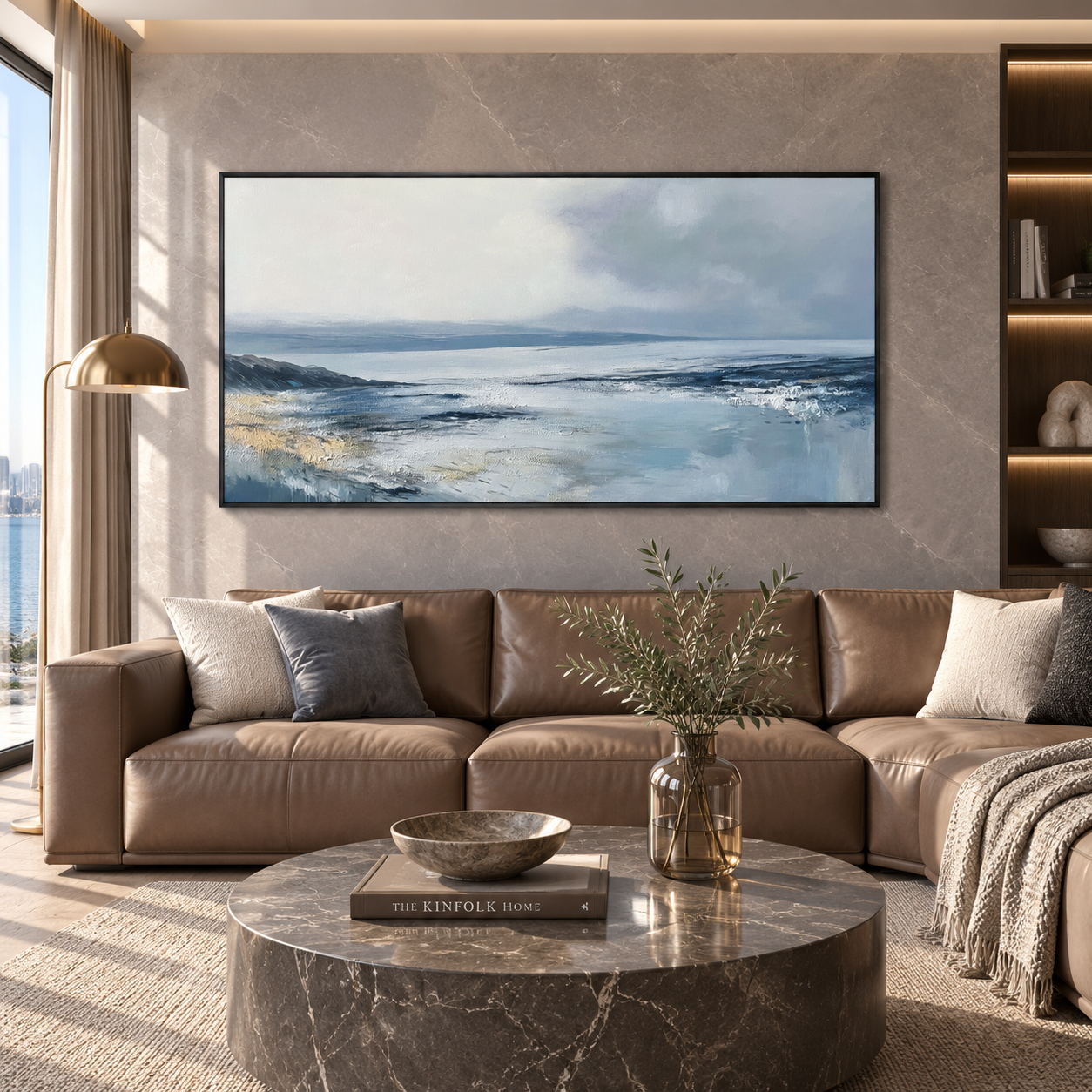 Calm Horizon Blue Seascape Painting