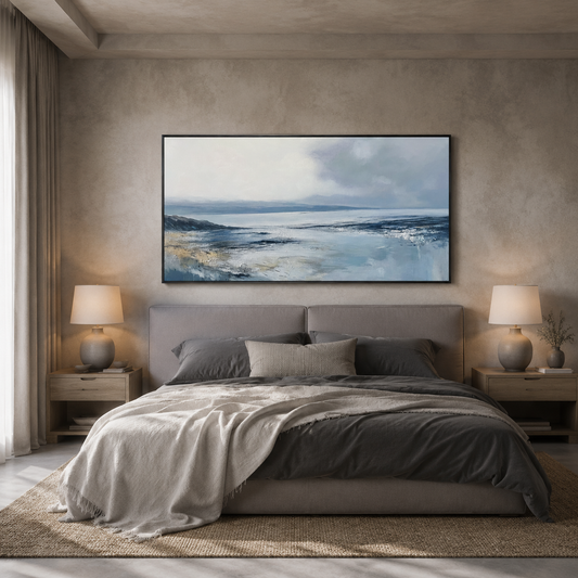 Calm Horizon Blue Seascape Painting