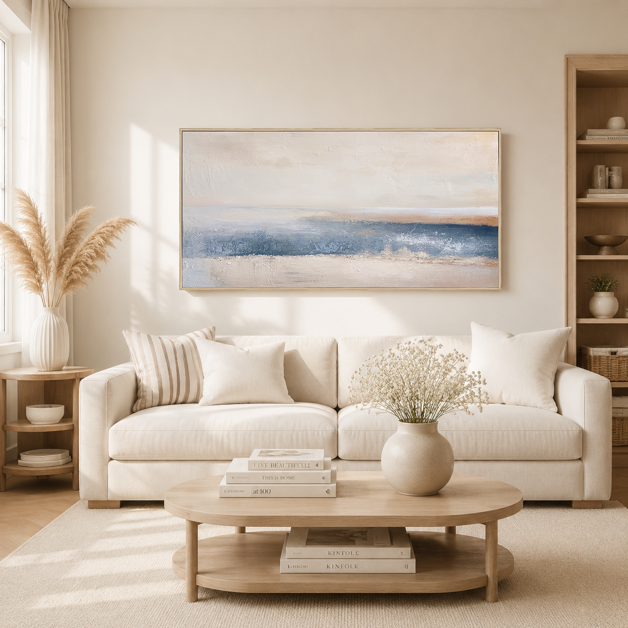 Serenity Coast Blue Abstract Painting