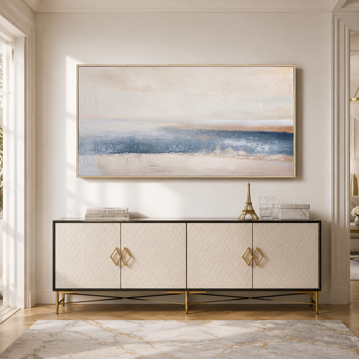 Serenity Coast Blue Abstract Painting