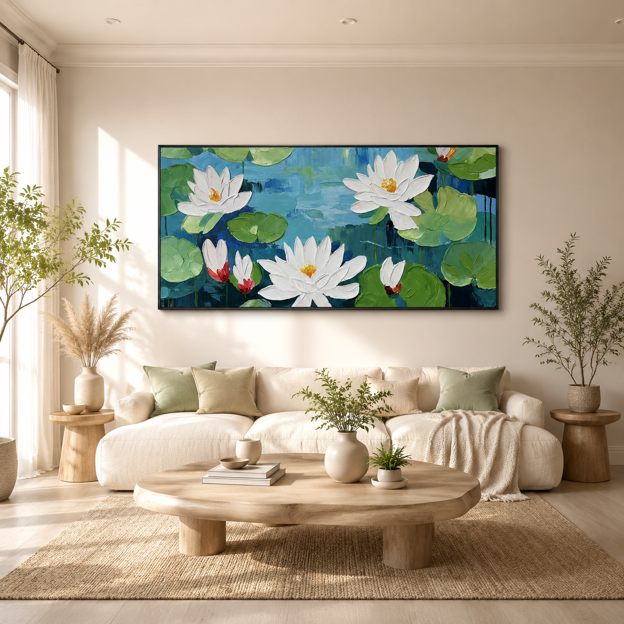 White Lotus Textured Painting