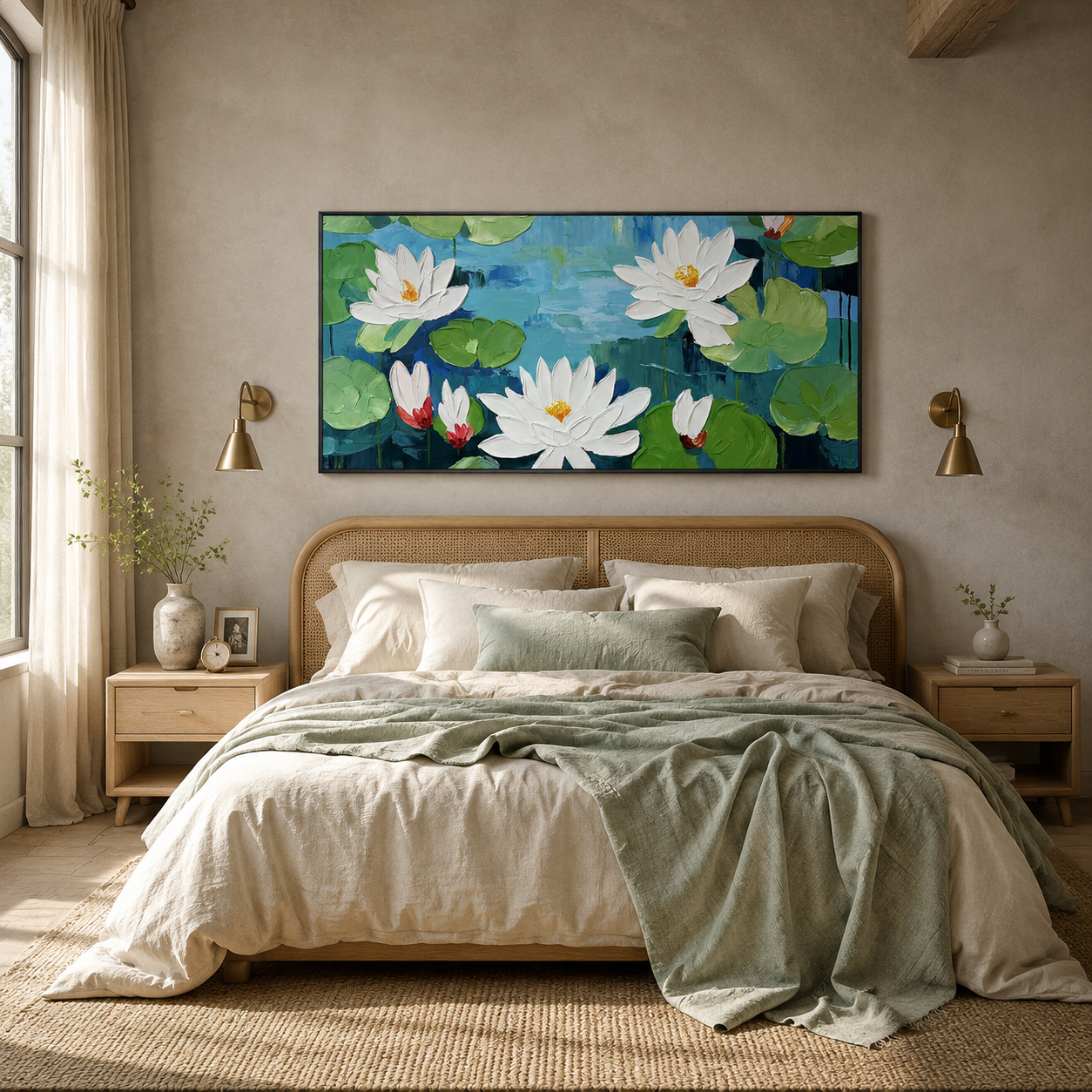 White Lotus Textured Painting