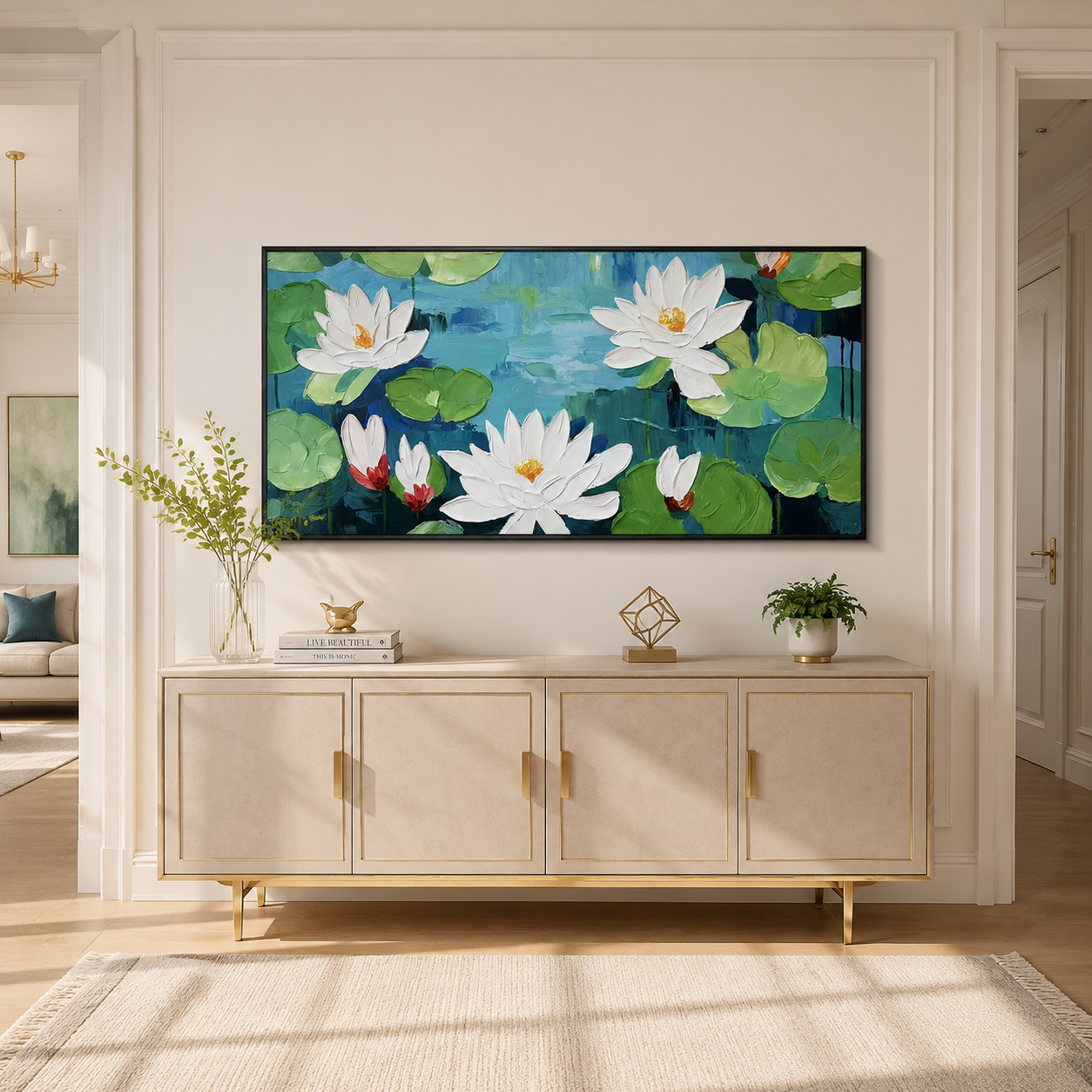 White Lotus Textured Painting