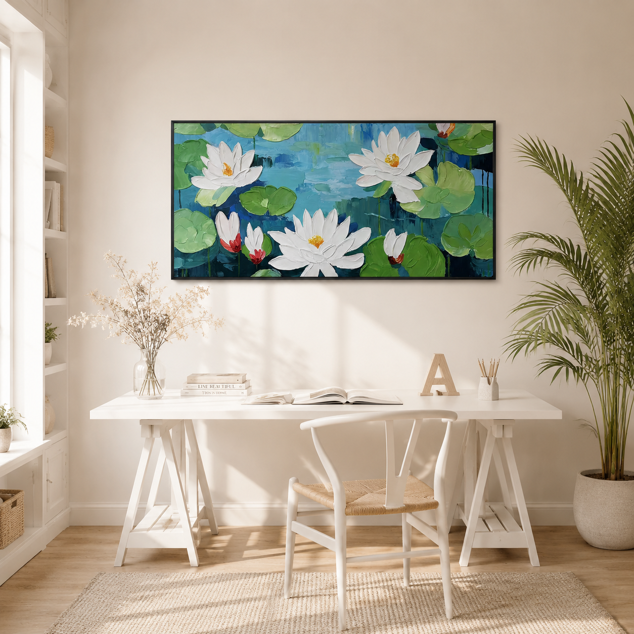 White Lotus Textured Painting