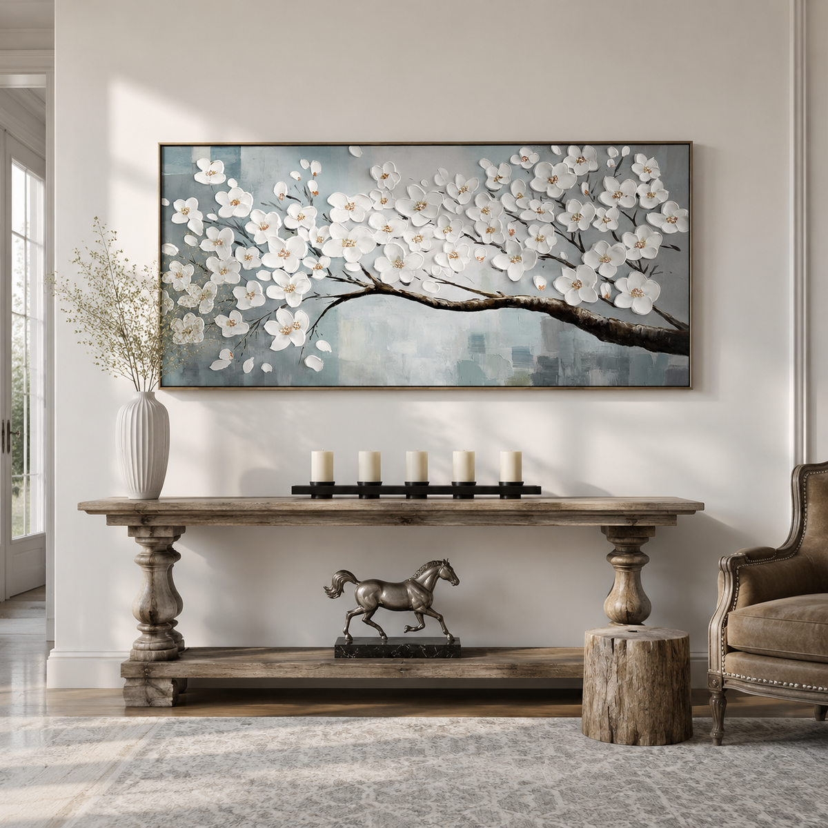 White Magnolia Textured Painting