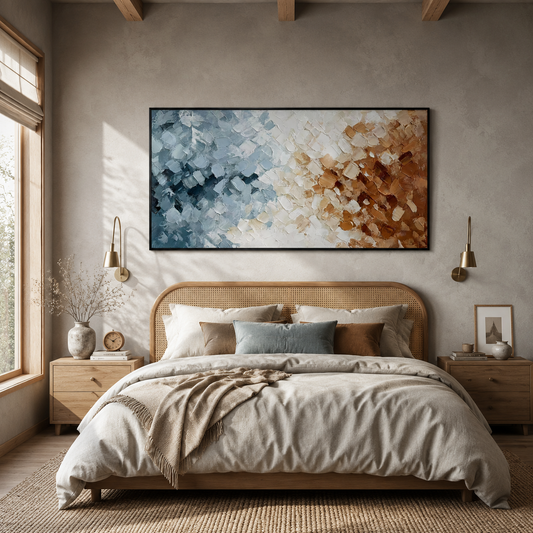 Coastal Hues Gradient Impasto Canvas Art