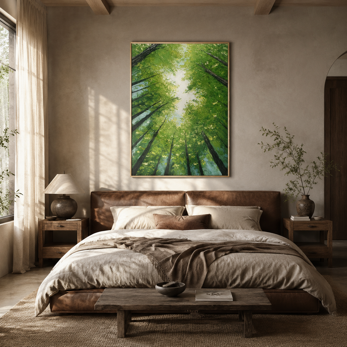 Emerald Canopy Light Forest Painting