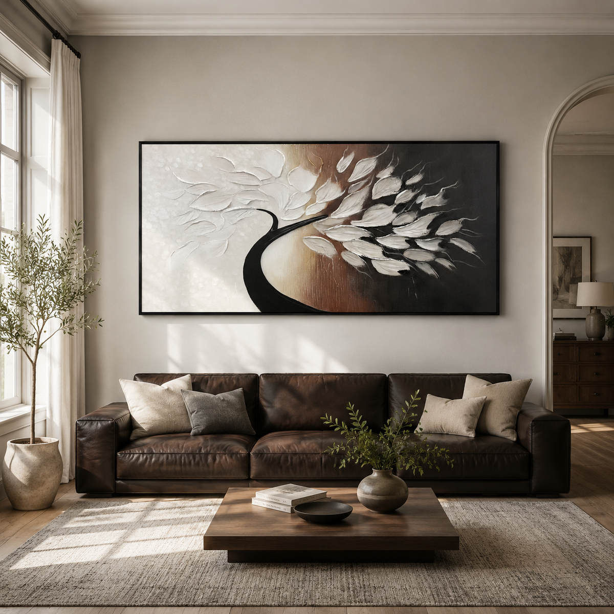 Ivory Flowing Canopy Abstract Painting