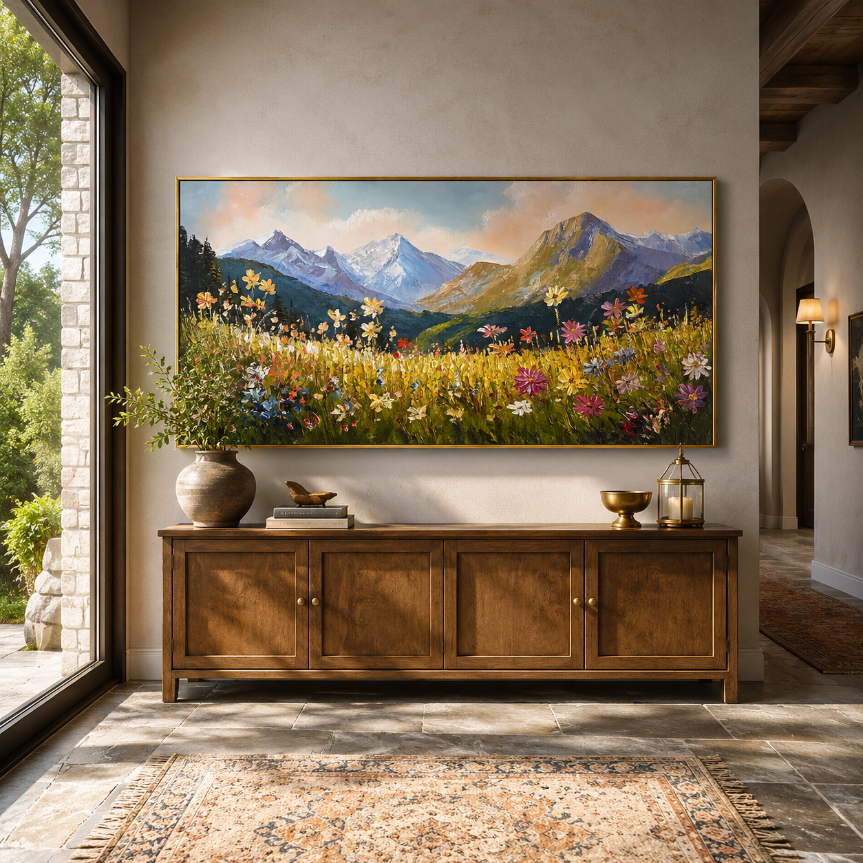 Alpine Bloom Landscape Painting #REX2 (471)