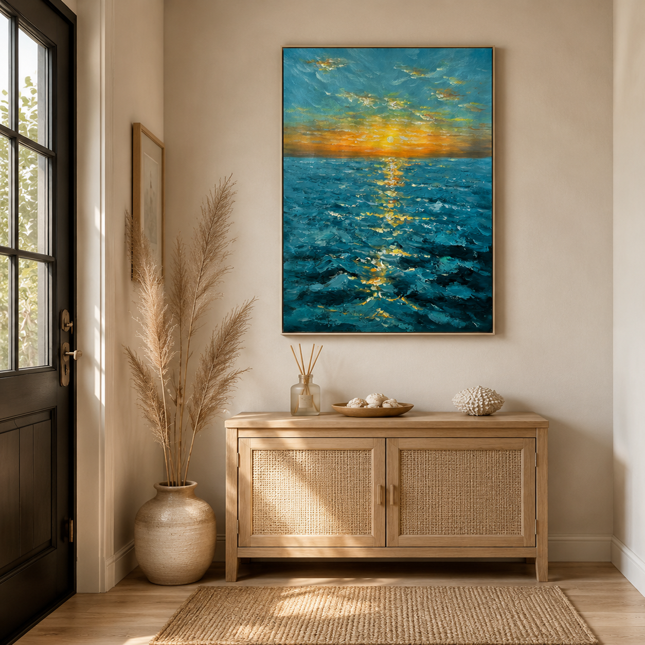 Golden Horizon Seascape Oil Painting #RIX1 (454)