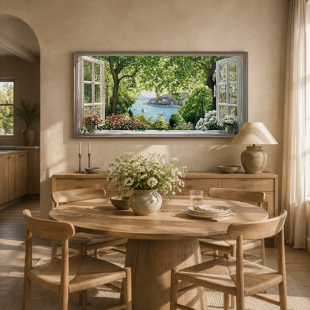 Window Escape¨CSerene Lake Landscape Painting