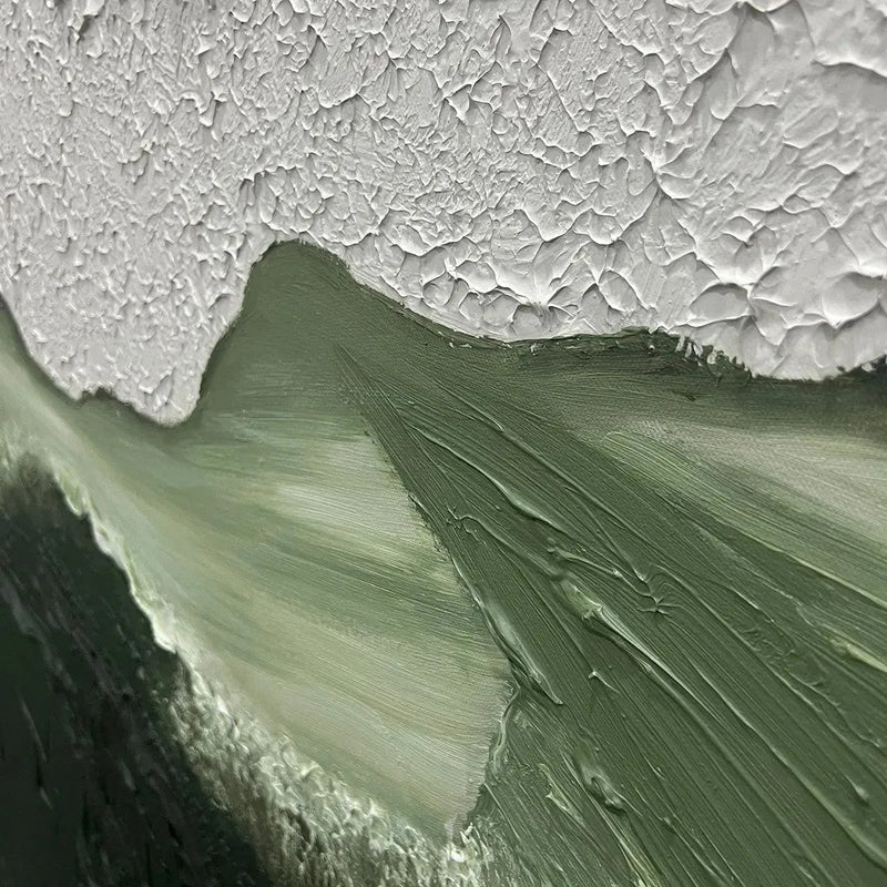 Mist Valley Textured Green Abstract Painting