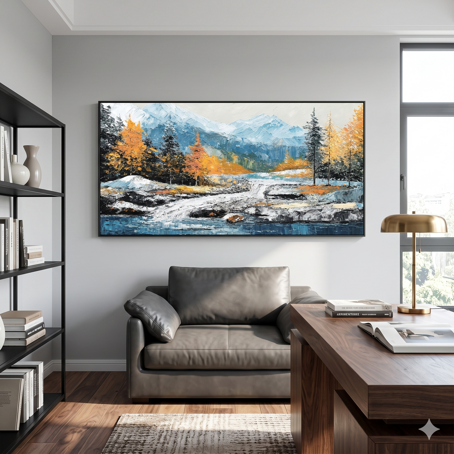 Mountain River Textured Painting