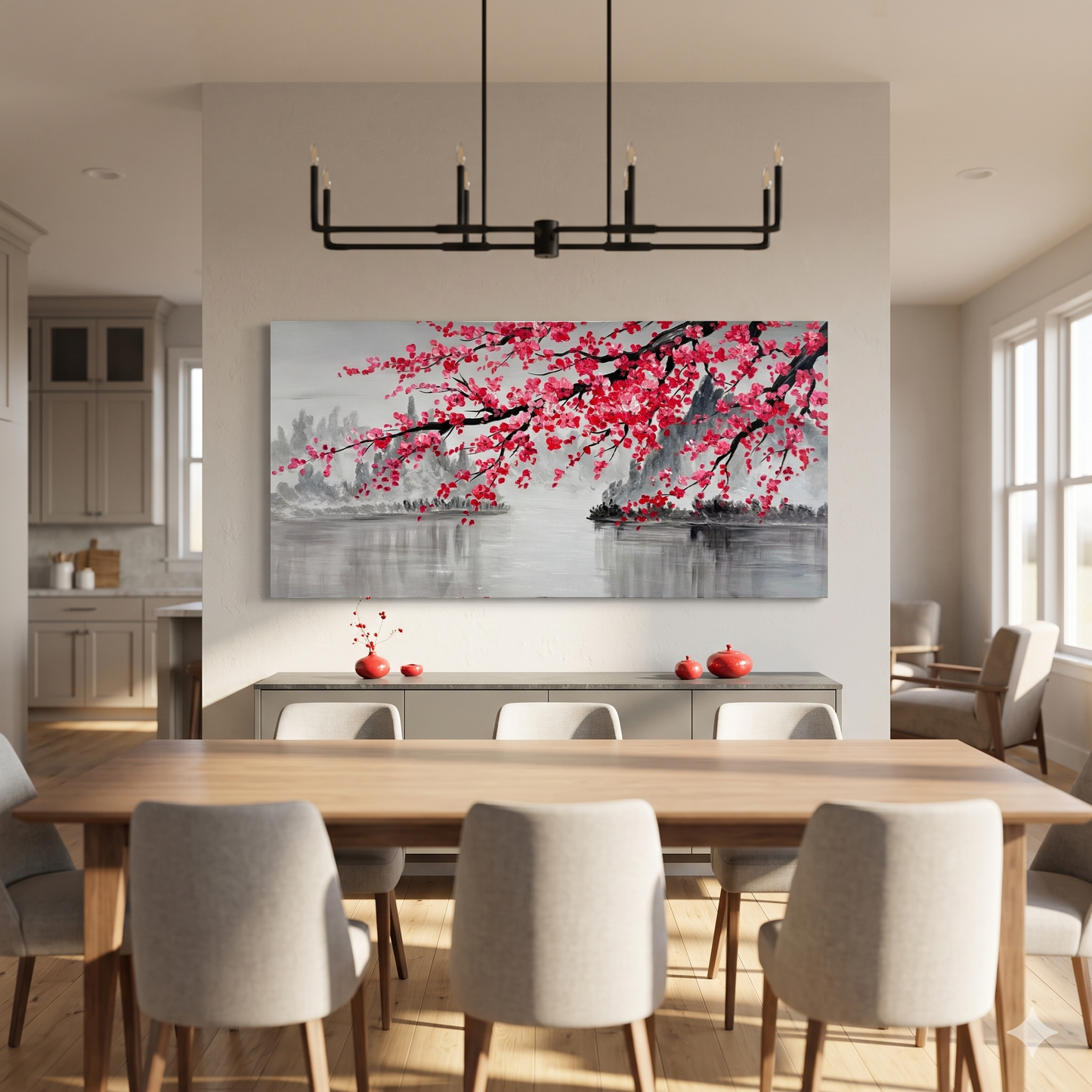 Red Plum Blossom Landscape Painting