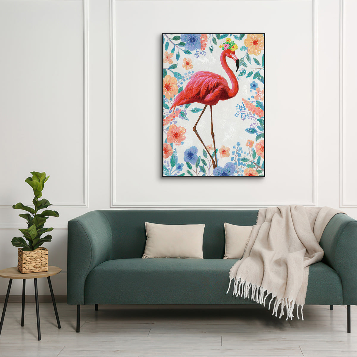 Floral Grace Flamingo Painting #H0059