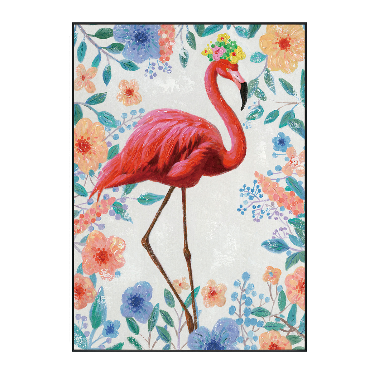 Floral Grace Flamingo Painting #H0059